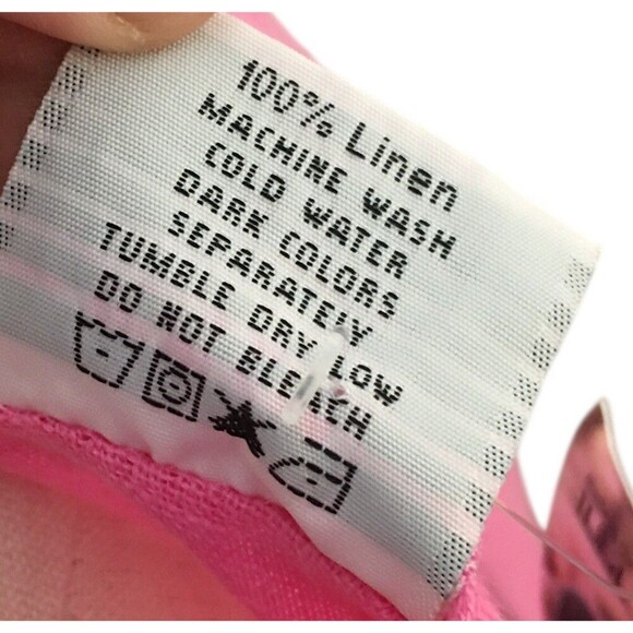 Click CMC Top Women's Size Large Pink Button Up Long Sleeve 100% Linen - Picture 7 of 8